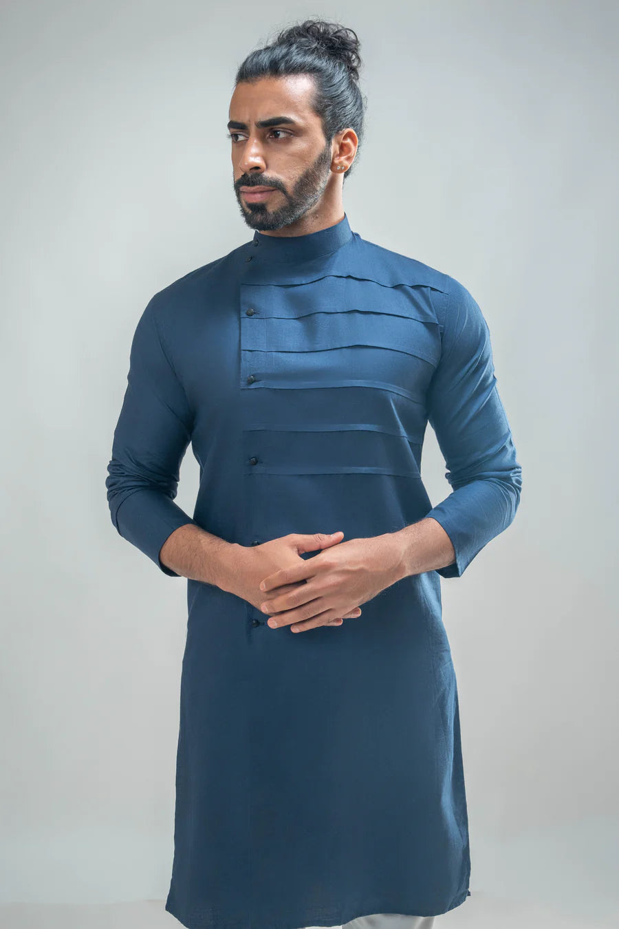 Navy Blue Pleated Kurta