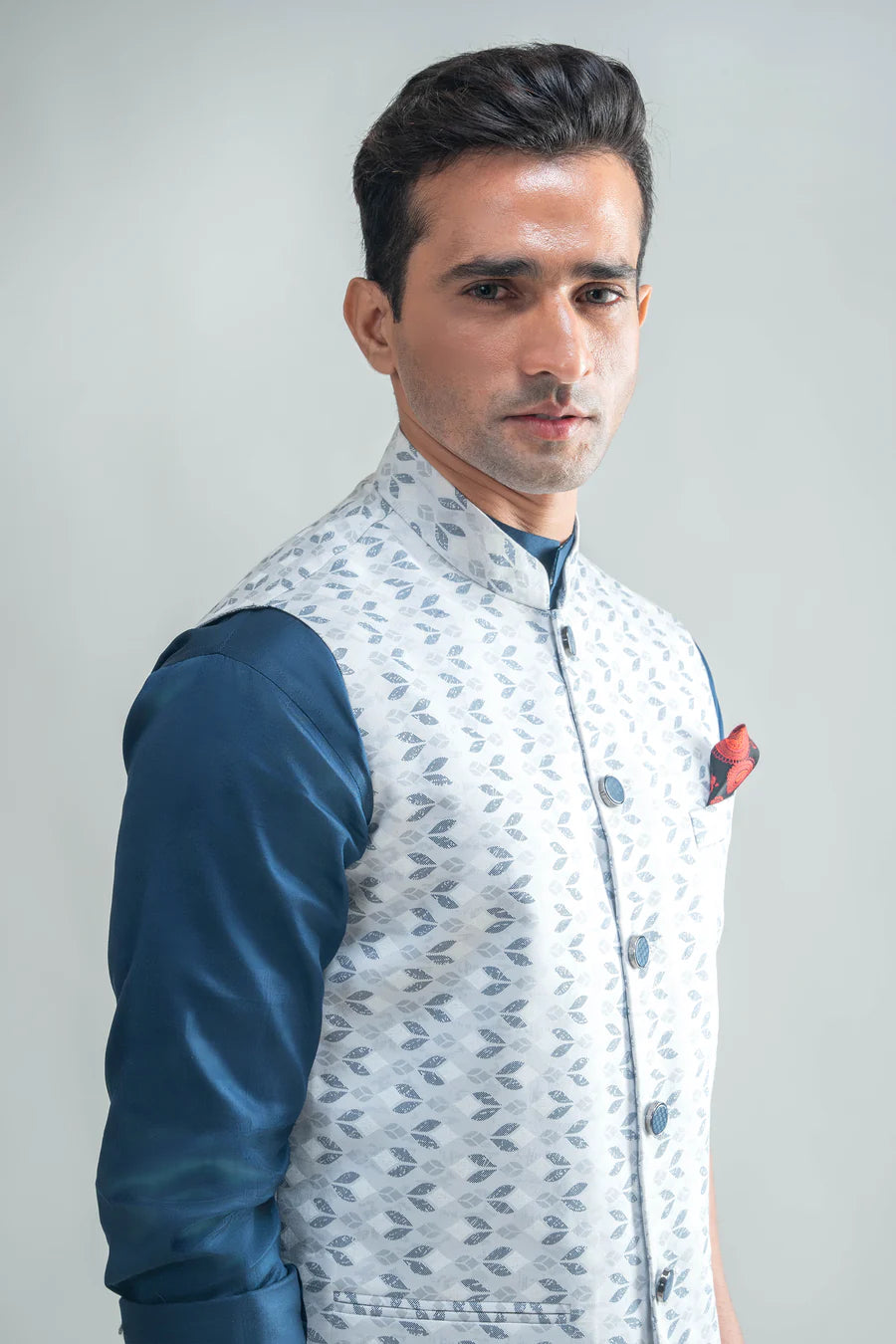 Light Grey Printed Bundi