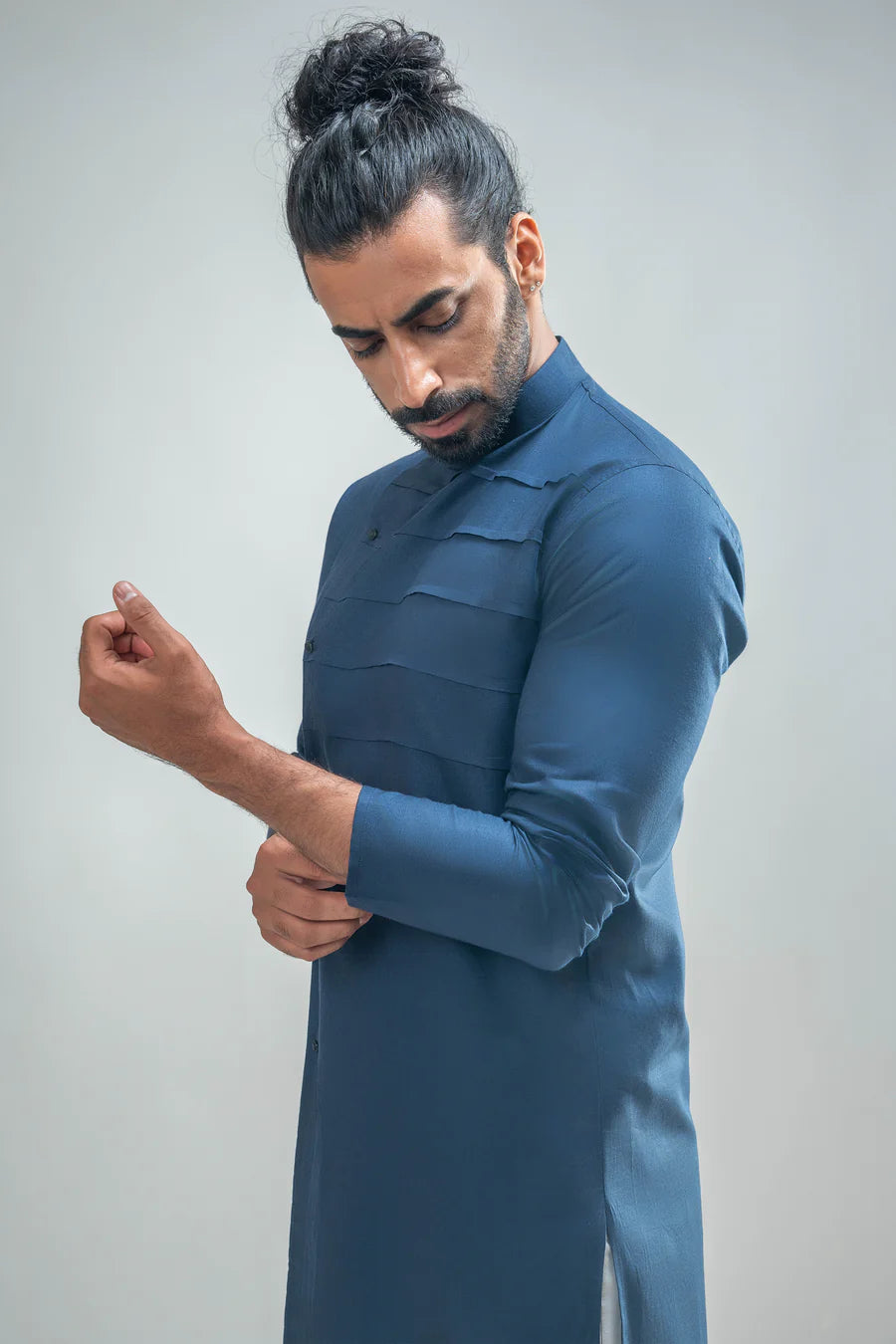 Navy Blue Pleated Kurta