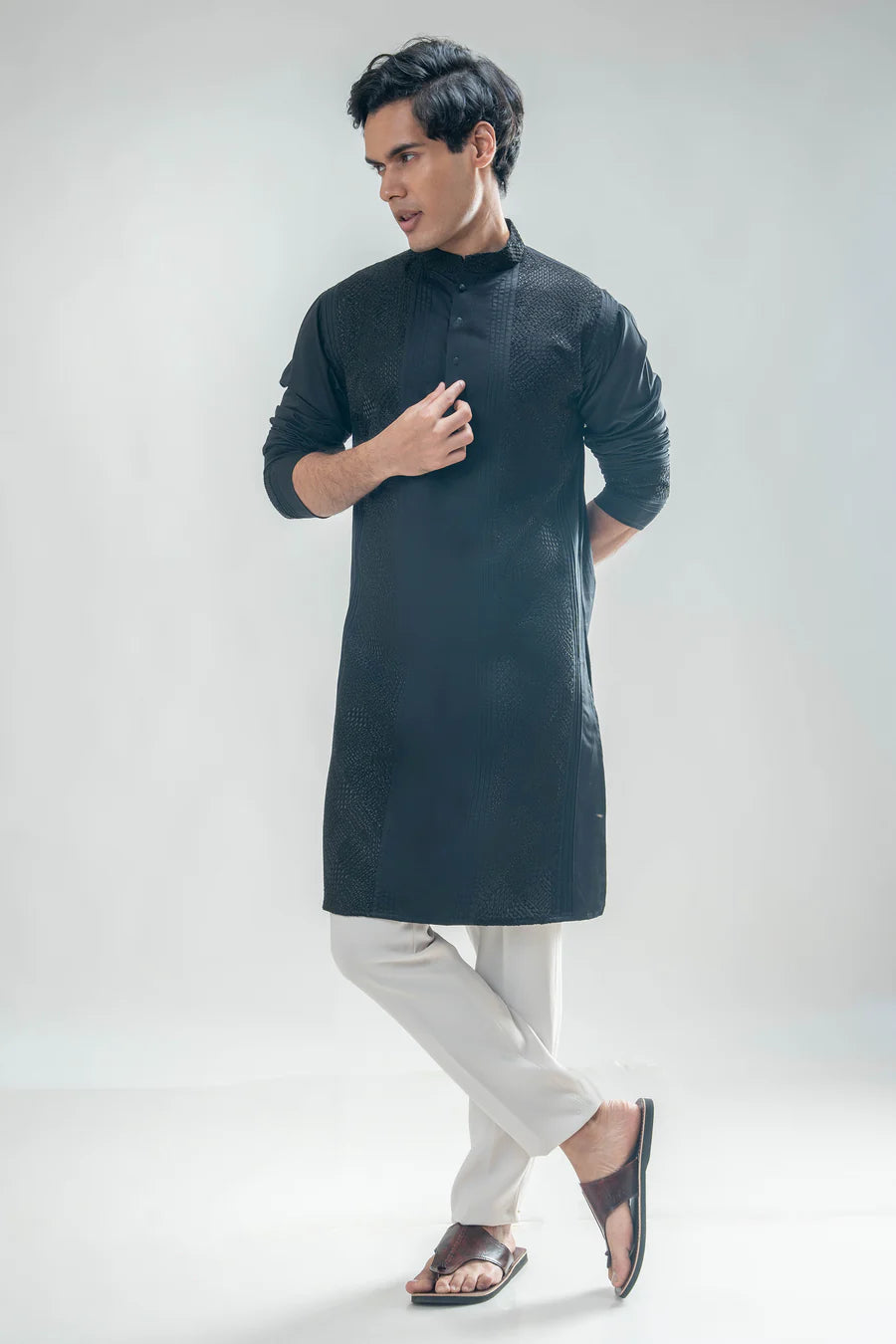 Black Embroidered Kurta