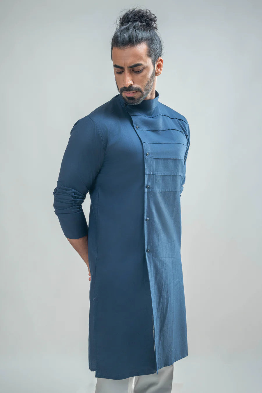 Navy Blue Pleated Kurta