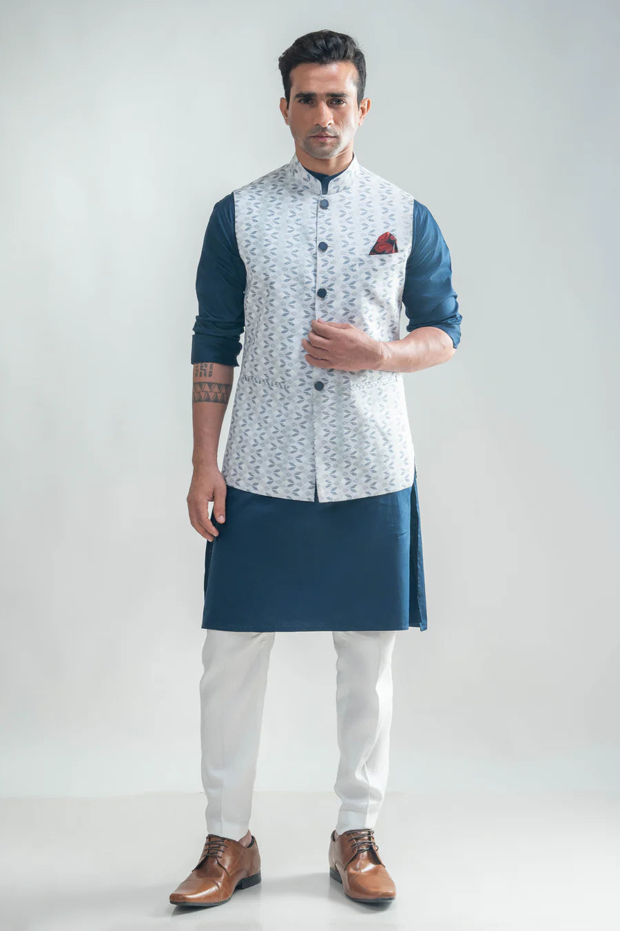 Light Grey Printed Bundi