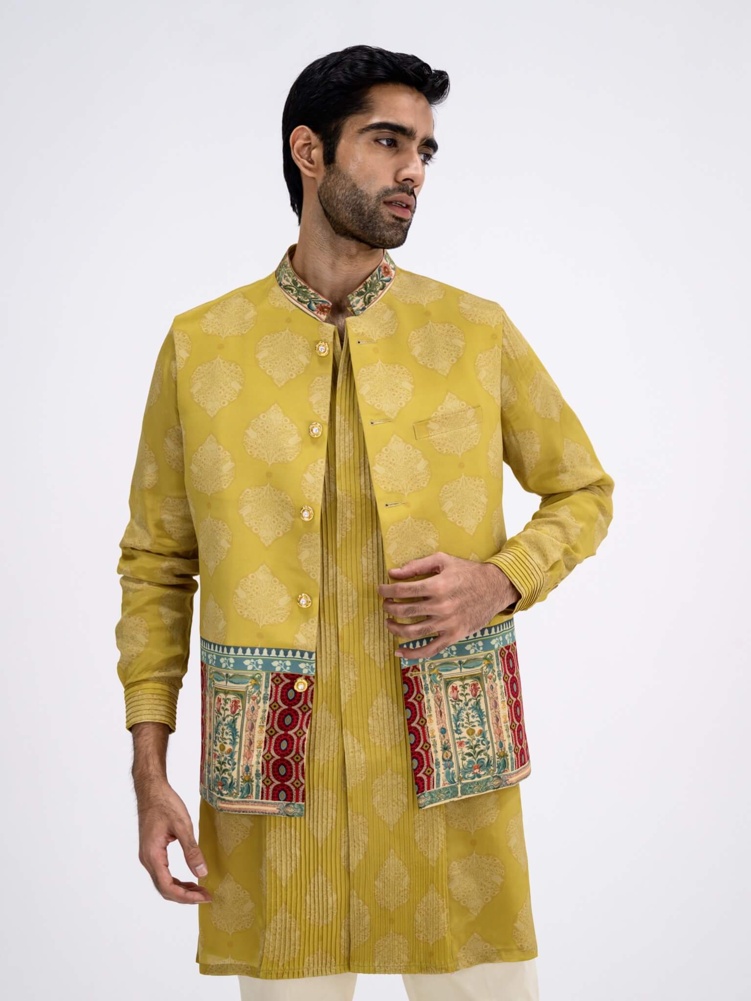 Rang 2.0 Mustard Pintuck Kurta Bandi Set