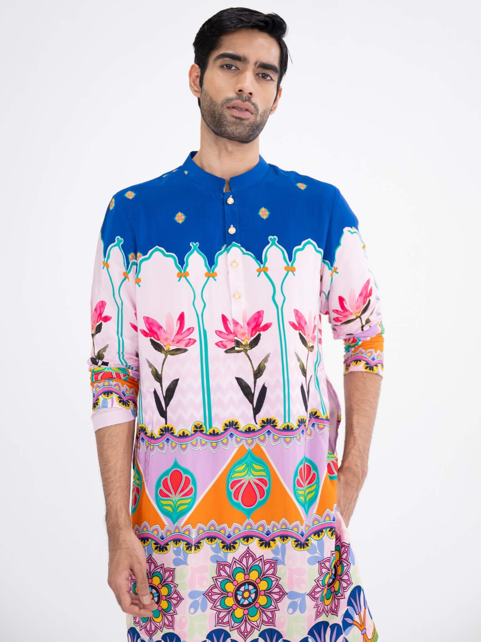 Rang 2.0 Blue Lotus Kurta With White Pants