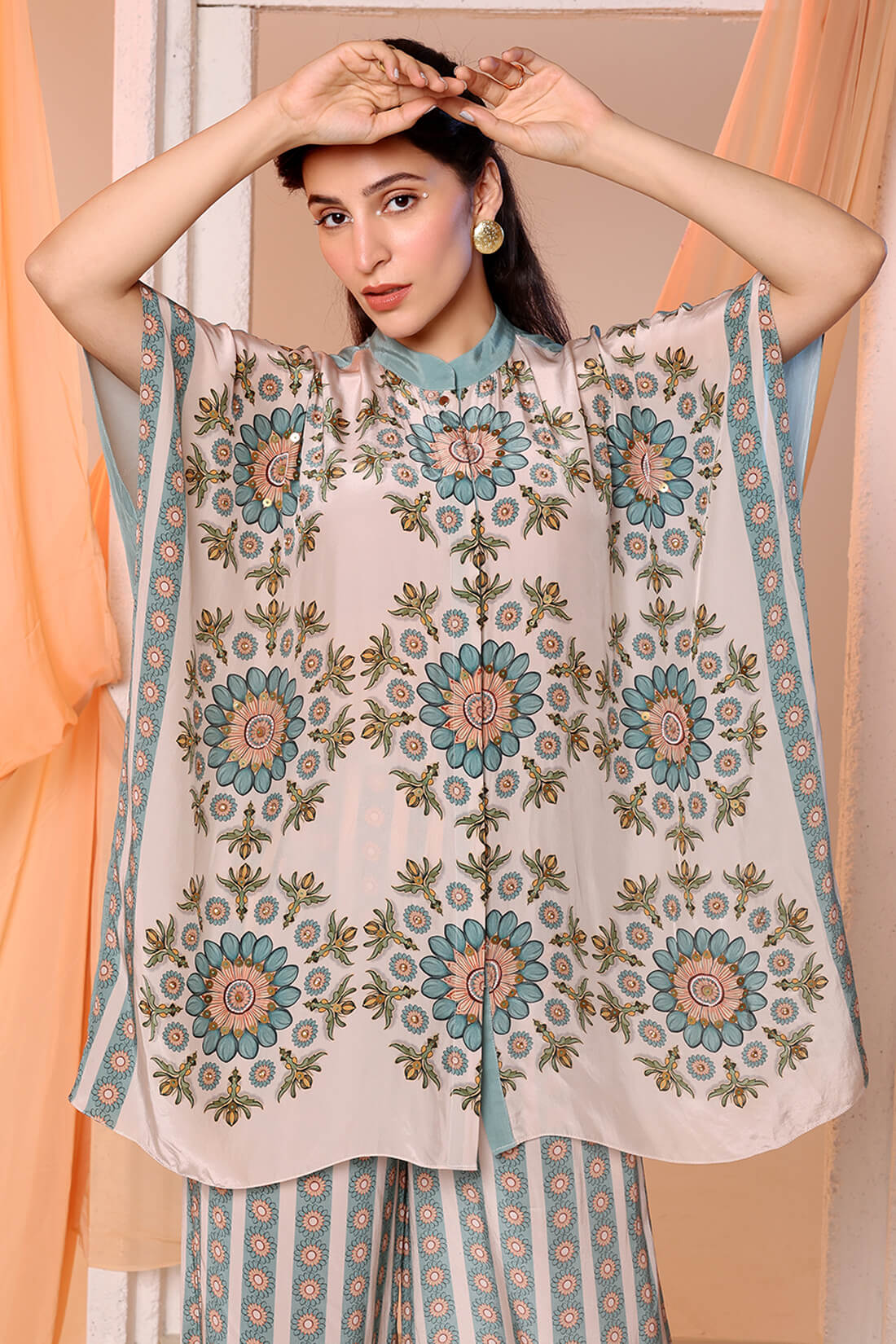 Eraya Embellished kaftan Shirt Set