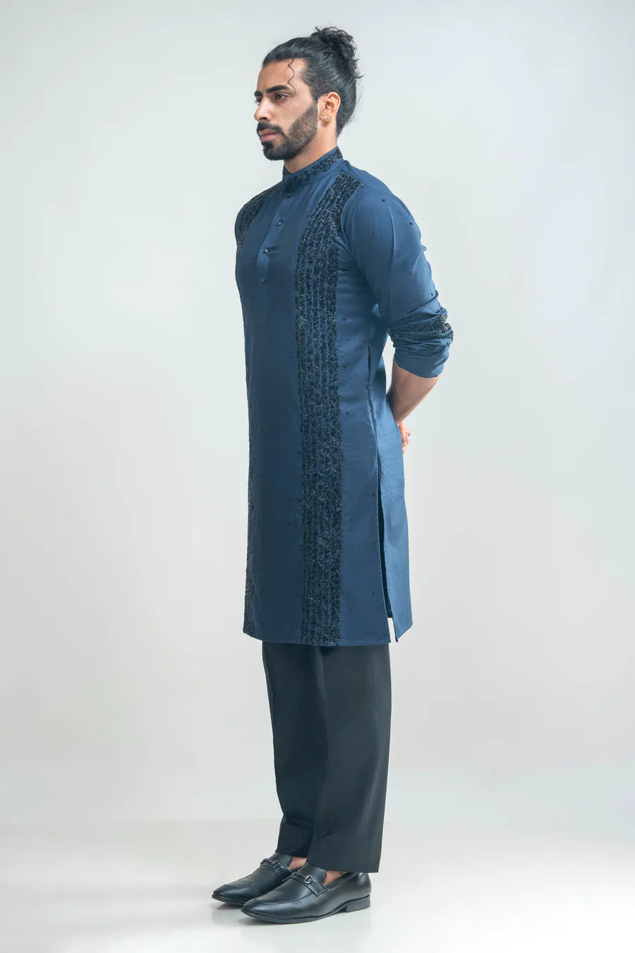 Navy Embroidered Kurta