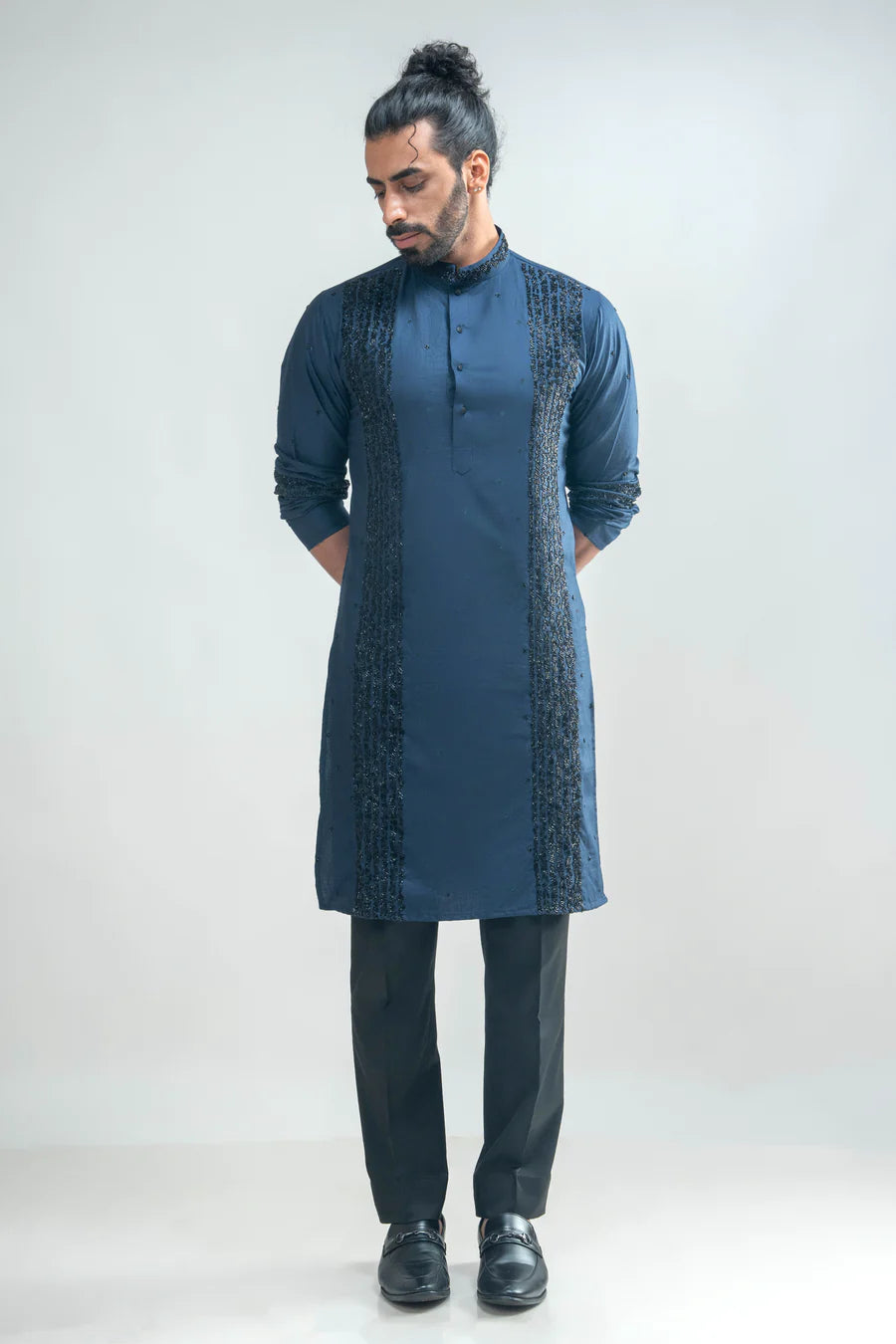 Navy Embroidered Kurta