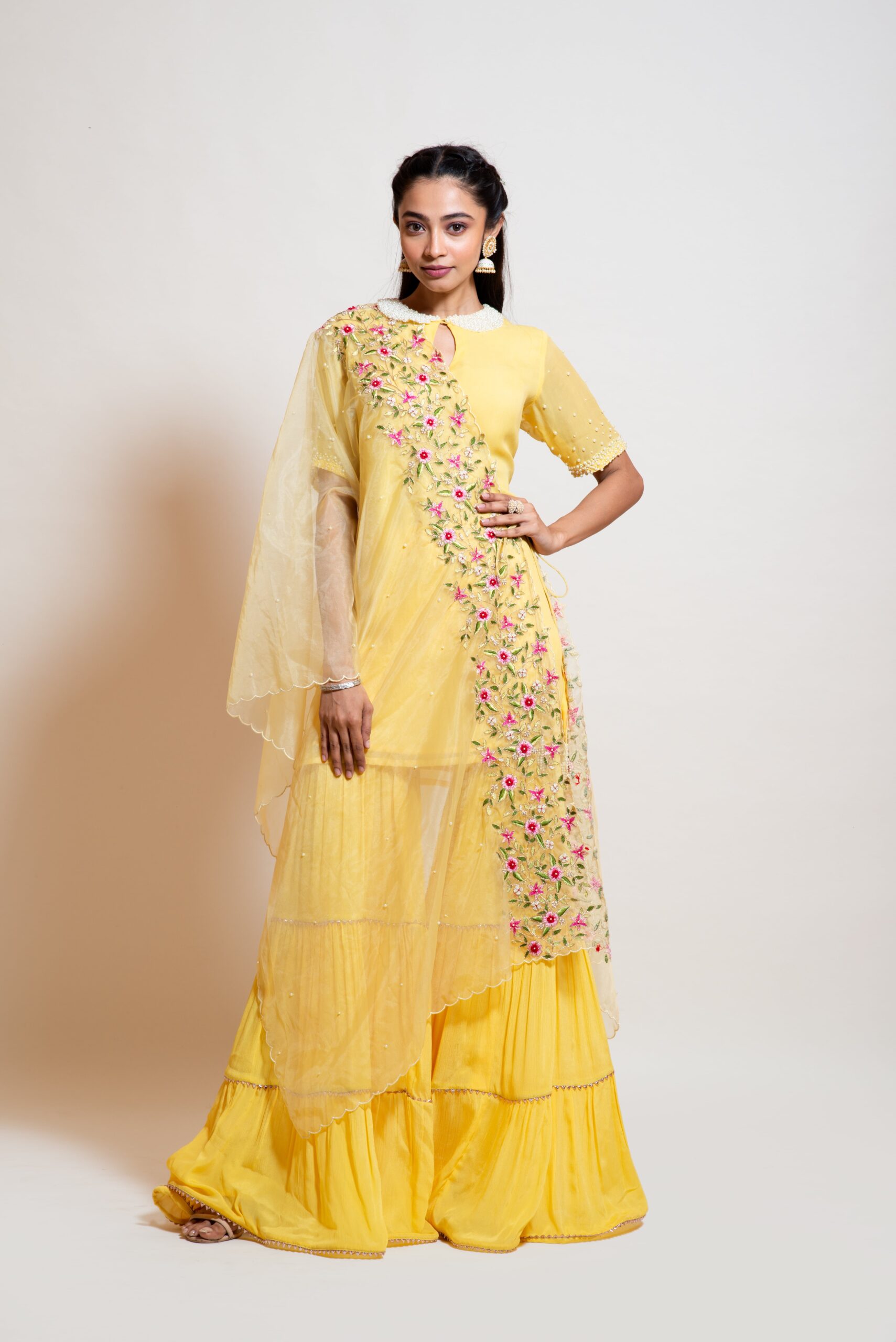 lemon yellow sharara suit