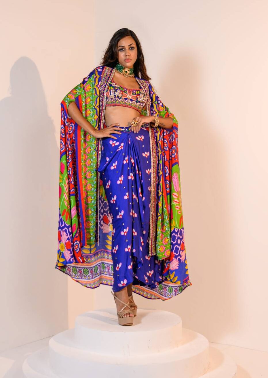 Our Mirror Embelished Indica Dhoti Skirt Paired With Hand