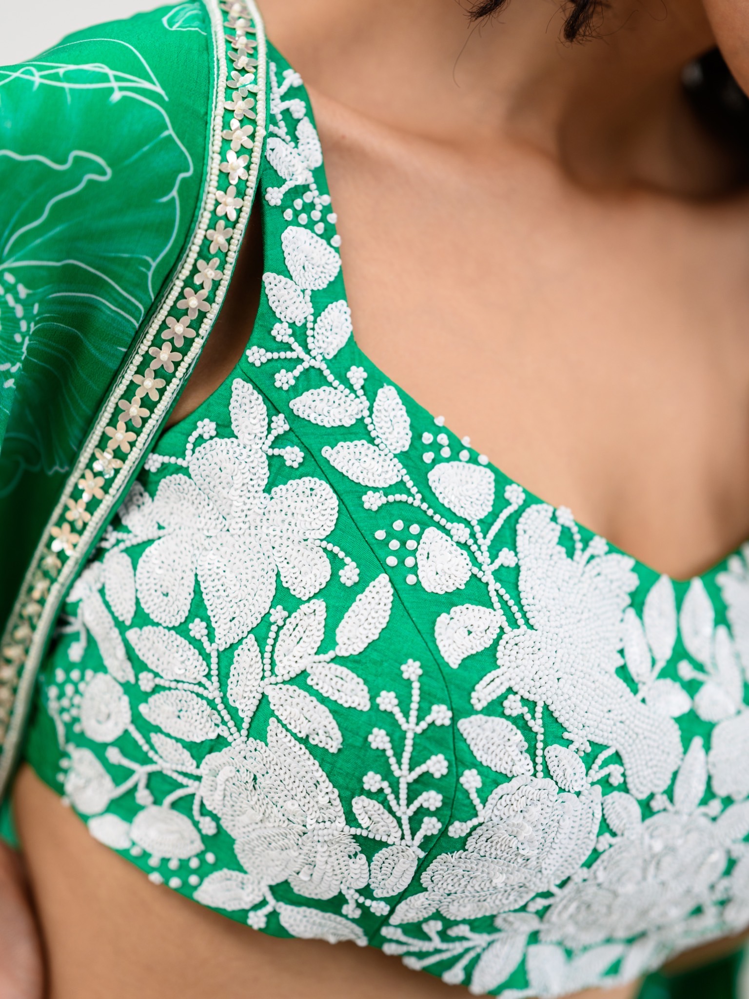 Green Flora Dhoti Skirt Set - Sylk